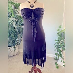 Strapless and Ruffles the little black dress